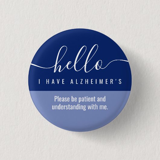 hallo alzheimers bewustzijn en noodcontact ronde button 3,2 cm (Voorkant)