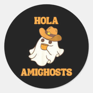 Hallo Amighosts Grappige Spaanse Halloween Cowboy Ronde Sticker