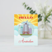  Hallo Amsterdam Holland Briefkaart (Staand voorkant)