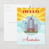  Hallo Amsterdam Holland Briefkaart (Voorkant / Achterkant)