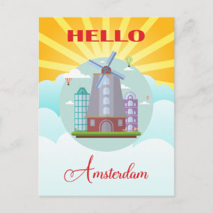 Hallo Amsterdam Holland Briefkaart