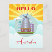  Hallo Amsterdam Holland Briefkaart (Voorkant)