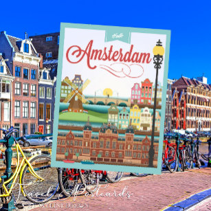 hallo Amsterdam Holland Briefkaart