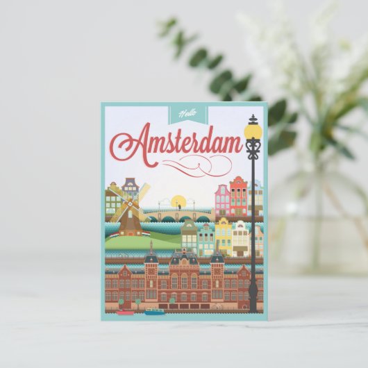 hallo Amsterdam Holland Briefkaart (Staand voorkant)