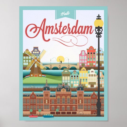 hallo Amsterdam Holland Poster (Voorkant)