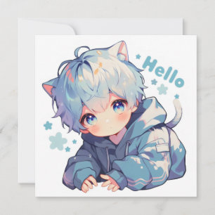 Hallo Anime Katboy Feestdagenkaart