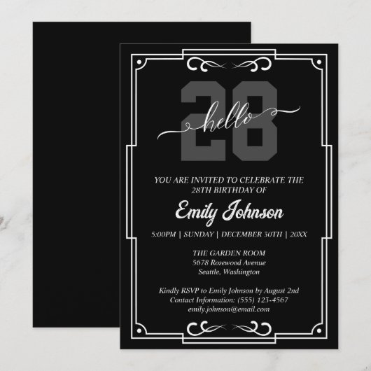 Hallo Any Age Zwart en Wit Kaart (Voorkant / Achterkant)