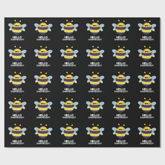 hallo Anybuzzy Funny Bee Pun Dark BG Cadeaupapier (Vlak)