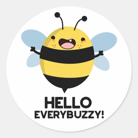 hallo Anybuzzy Funny Bee Pun Ronde Sticker (Voorkant)