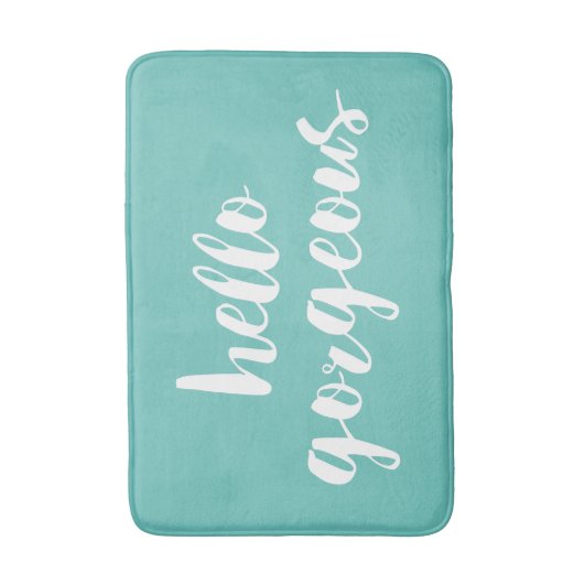 hallo | Aqua & White Typografie Badmat (Voorkant Verticaal)