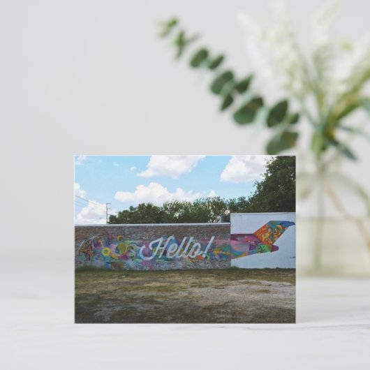 hallo Art Wall in Austin, Texas Briefkaart (Staand voorkant)