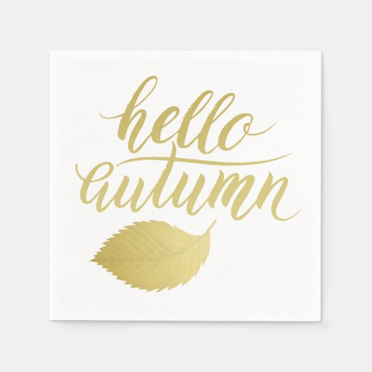 hallo Atumn | Faux Gold Brush-script Servet (Voorkant)