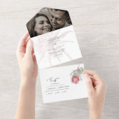 hallo Australia Floral Two Photo Wedding All In One Uitnodiging (Afscheurbaar)