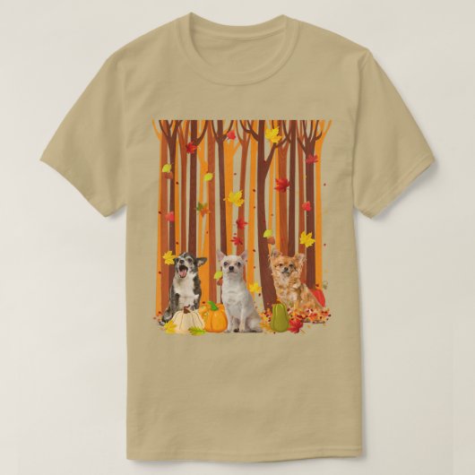 hallo Autumn Chihuahua Maple Leaf Herfst Pumpkin M T-shirt (Design voorkant)