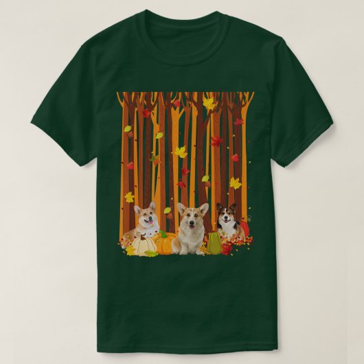 hallo Autumn Corgi Maple Leaf Herfst Pumpkin Manne T-shirt (Design voorkant)