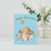 Hallo Autumn Dry Leaf Mushroom Waterverf Briefkaart (Staand voorkant)