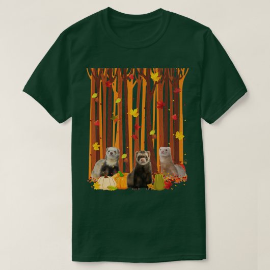 hallo Autumn Ferret Maple Leaf Herfst Pumpkin Mann T-shirt (Design voorkant)