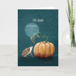 hallo Autumn Hedgehog Moth Pumpkin Kaart