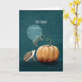 hallo Autumn Hedgehog Moth Pumpkin Kaart