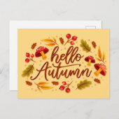 hallo Autumn Herfst champignon herfst kleuren blad Briefkaart (Voorkant / Achterkant)