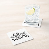 hallo Autumn Leaves Black en White Calligraphy Kartonnen Onderzetters (Insitu)