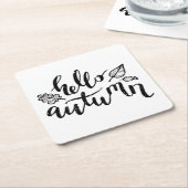 hallo Autumn Leaves Black en White Calligraphy Kartonnen Onderzetters (Schuin)