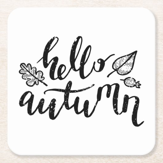 hallo Autumn Leaves Black en White Calligraphy Kartonnen Onderzetters (Voorkant)