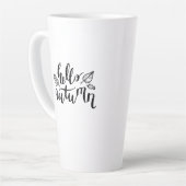hallo Autumn Leaves Black en White Calligraphy Latte Mok (Linkerhoek)