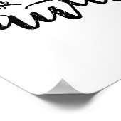 hallo Autumn Leaves Black en White Calligraphy Poster (Hoek)