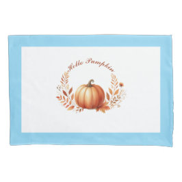 Hallo Autumn Pumpkin Blue Border Kussensloop
