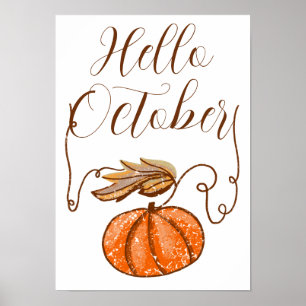 Hallo Autumn Pumpkin Poster