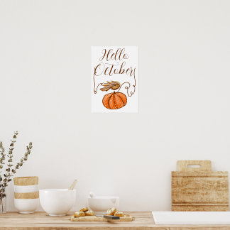 Hallo Autumn Pumpkin Poster