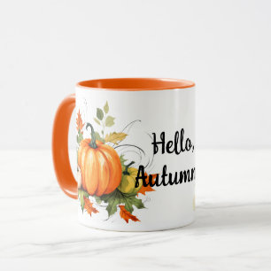 Hallo Autumn Pumpkins en Basket Herfst Mok