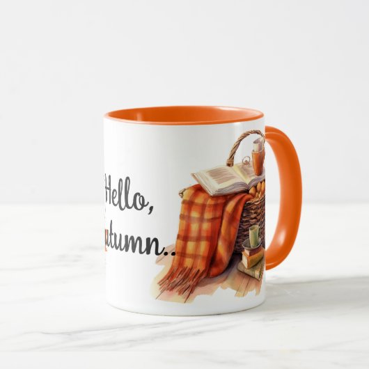 Hallo Autumn Pumpkins en Basket Herfst Mok (Voorkant rechts)