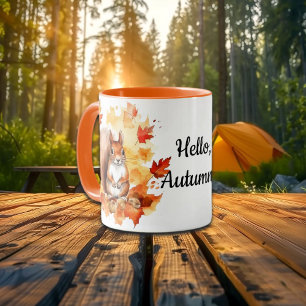 Hallo Autumn Schattige Eekhoorn en Baby Fox Mok