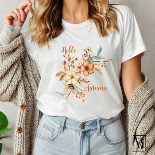 Hallo Autumn Waterverf Herfst Floral T-shirt