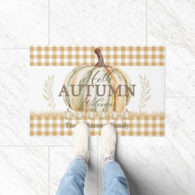 Hallo Autumn White Pumpkin Gingham Plaid Naam