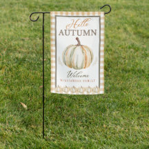 Hallo Autumn White Pumpkin Gingham Plaid Naam