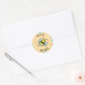 Hallo Ba-bee Baby shower of geboorteaankondiging Ronde Sticker (Envelop)