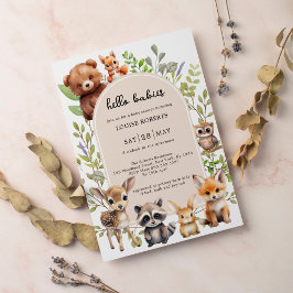 hallo Babies Boho Woodland Twin Baby shower Kaart