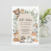 hallo Babies Boho Woodland Twin Baby shower Kaart (Staand voorkant)
