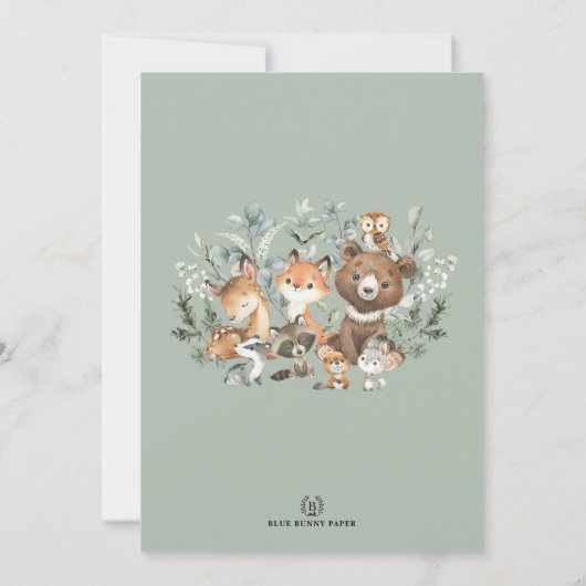 hallo Babies Boho Woodland Twin Baby shower Kaart (Achterkant)