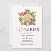 Hallo Babies Rustic Woodland Twin Baby shower Kaart (Voorkant)