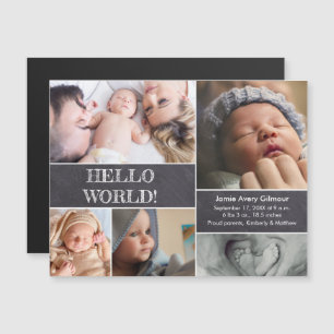 Hallo baby Aangepaste fotocollage Magnetische Uitnodiging