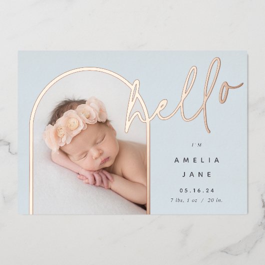 hallo Baby | Aankondiging Folie geboorte (Voorkant)