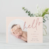 hallo Baby | Aankondiging van de foto ter geboorte (Staand voorkant)