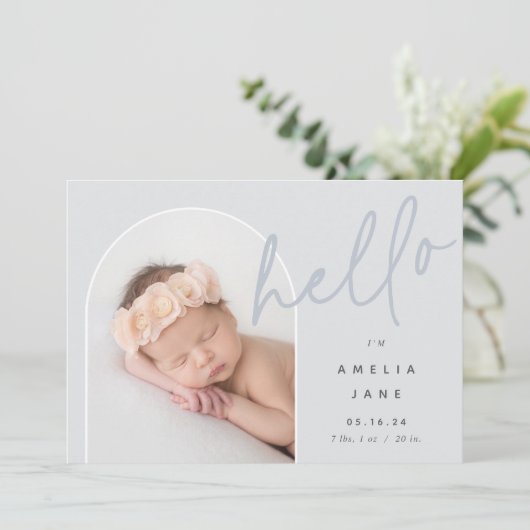 hallo Baby | Aankondiging van de foto ter geboorte (Staand voorkant)