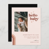 hallo Baby | Aankondiging van retro Boho Birth (Voorkant / Achterkant)