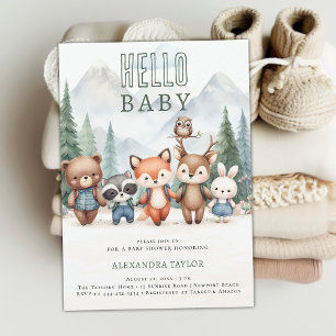 Hallo Baby Adventure Woodland Animals Baby shower Kaart