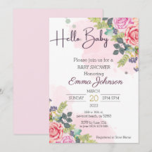 Hallo Baby Aquarel Bloemachtige Baby Shower